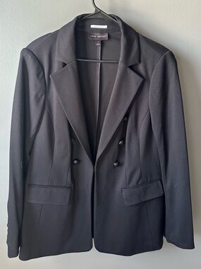 Lane Bryant Black Double-Breasted Blazer with Notch Lapels